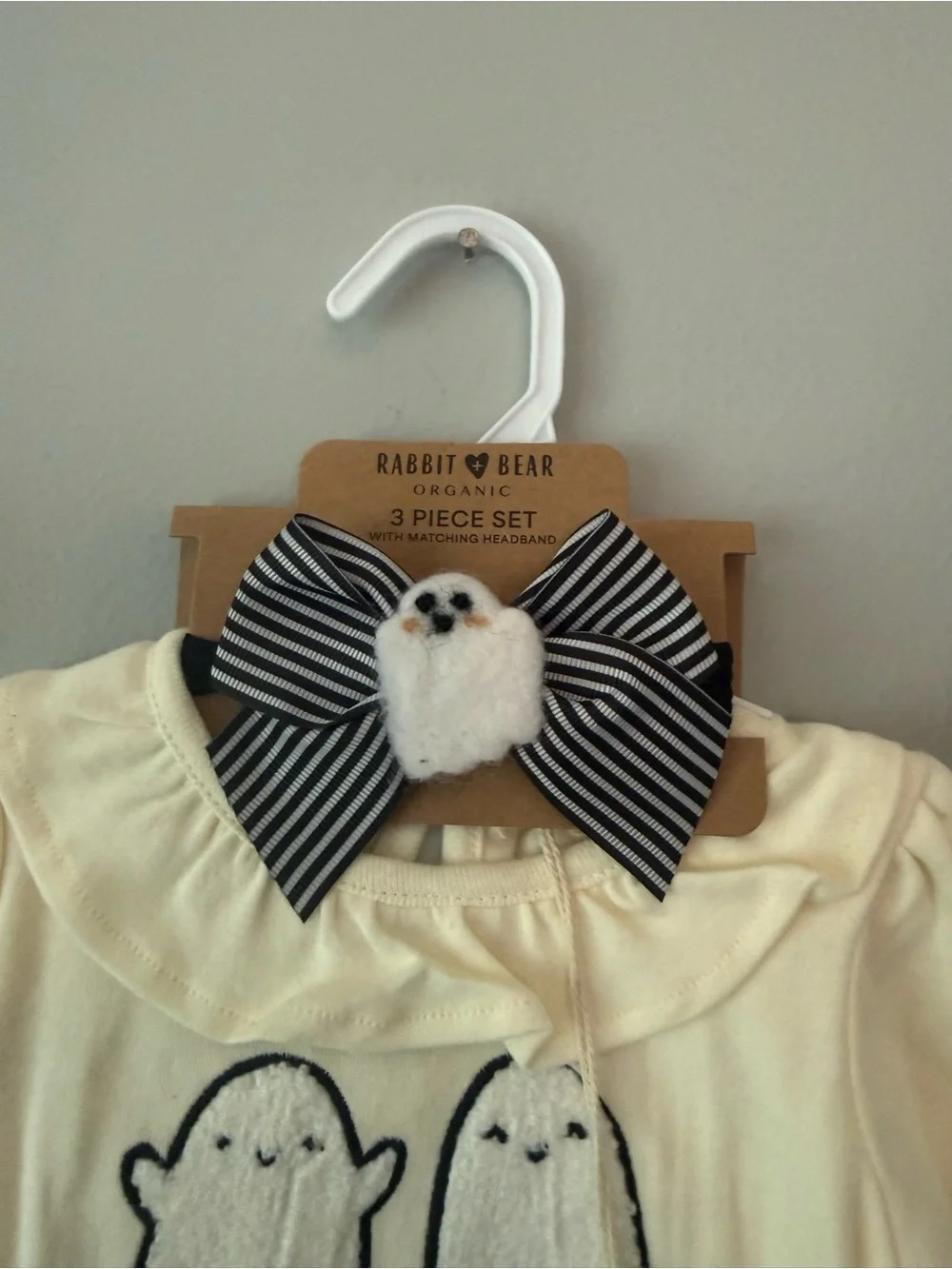 Rabbit & Bear Cream Ghost Bodysuit & Striped Pants Kids Matching Set